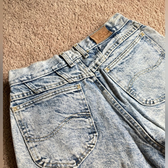 Lee 80's Vintage Union Made Acid Wash High Waisted Tapered Leg Mom Jeans 10 - Picture 2 of 5